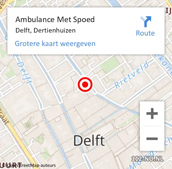 Locatie op kaart van de 112 melding: Ambulance Met Spoed Naar Delft, Dertienhuizen op 14 juni 2024 22:10