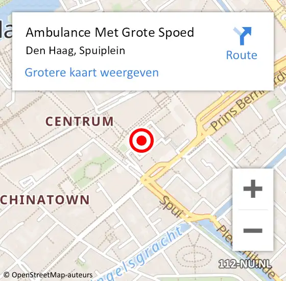 Locatie op kaart van de 112 melding: Ambulance Met Grote Spoed Naar Den Haag, Spuiplein op 14 juni 2024 22:37