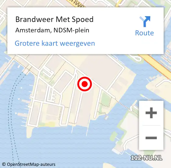 Locatie op kaart van de 112 melding: Brandweer Met Spoed Naar Amsterdam, NDSM-plein op 14 juni 2024 22:50
