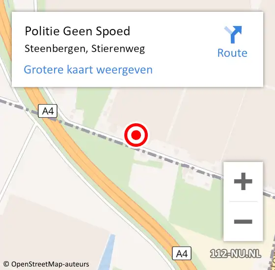 Locatie op kaart van de 112 melding: Politie Geen Spoed Naar Steenbergen, Stierenweg op 14 juni 2024 22:57