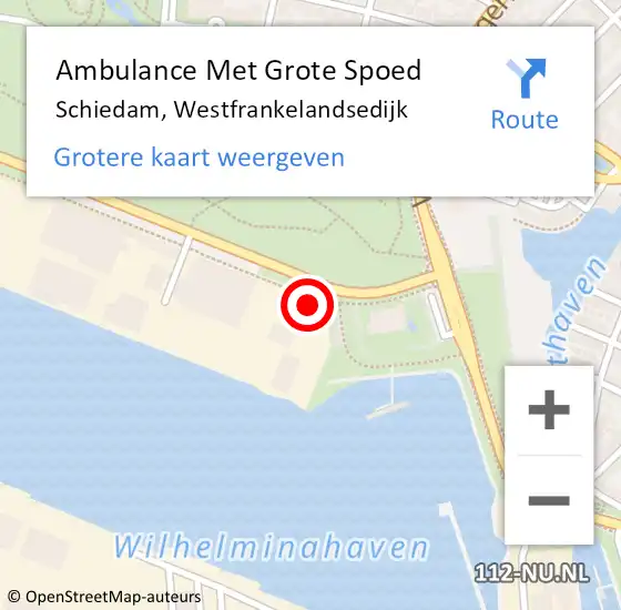 Locatie op kaart van de 112 melding: Ambulance Met Grote Spoed Naar Schiedam, Westfrankelandsedijk op 14 juni 2024 23:13