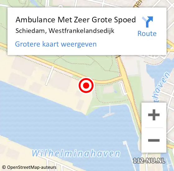 Locatie op kaart van de 112 melding: Ambulance Met Zeer Grote Spoed Naar Schiedam, Westfrankelandsedijk op 14 juni 2024 23:16