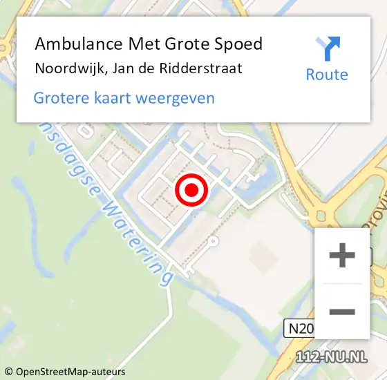 Locatie op kaart van de 112 melding: Ambulance Met Grote Spoed Naar Noordwijk, Jan de Ridderstraat op 14 juni 2024 23:17