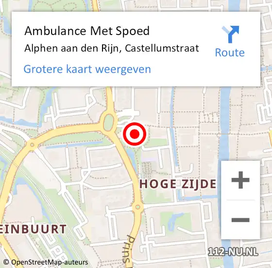 Locatie op kaart van de 112 melding: Ambulance Met Spoed Naar Alphen aan den Rijn, Castellumstraat op 14 juni 2024 23:34