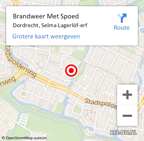 Locatie op kaart van de 112 melding: Brandweer Met Spoed Naar Dordrecht, Selma Lagerlöf-erf op 14 juni 2024 23:42