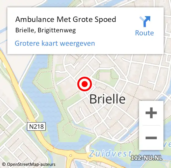 Locatie op kaart van de 112 melding: Ambulance Met Grote Spoed Naar Brielle, Brigittenweg op 14 juni 2024 23:52