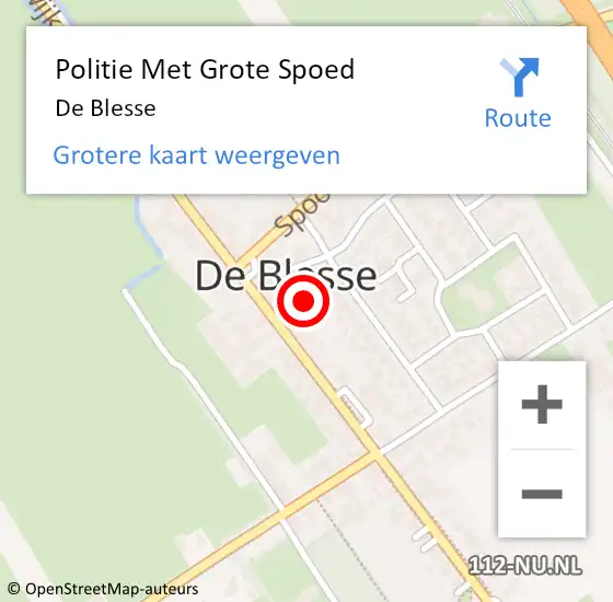 Locatie op kaart van de 112 melding: Politie Met Grote Spoed Naar De Blesse op 15 juni 2024 00:06