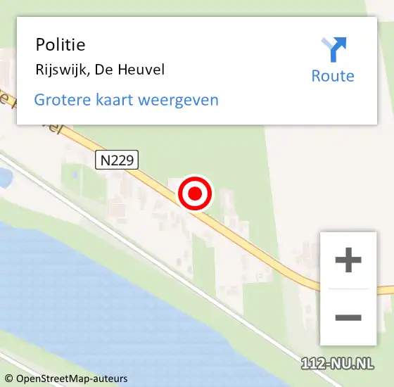 Locatie op kaart van de 112 melding: Politie Rijswijk, De Heuvel op 15 juni 2024 00:09