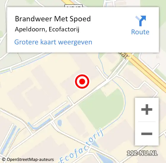 Locatie op kaart van de 112 melding: Brandweer Met Spoed Naar Apeldoorn, Ecofactorij op 15 juni 2024 00:28