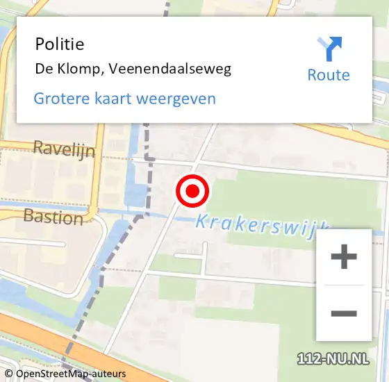 Locatie op kaart van de 112 melding: Politie De Klomp, Veenendaalseweg op 15 juni 2024 00:29