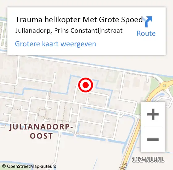 Locatie op kaart van de 112 melding: Trauma helikopter Met Grote Spoed Naar Julianadorp, Prins Constantijnstraat op 15 juni 2024 00:38