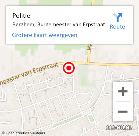 Locatie op kaart van de 112 melding: Politie Berghem, Burgemeester van Erpstraat op 15 juni 2024 00:44