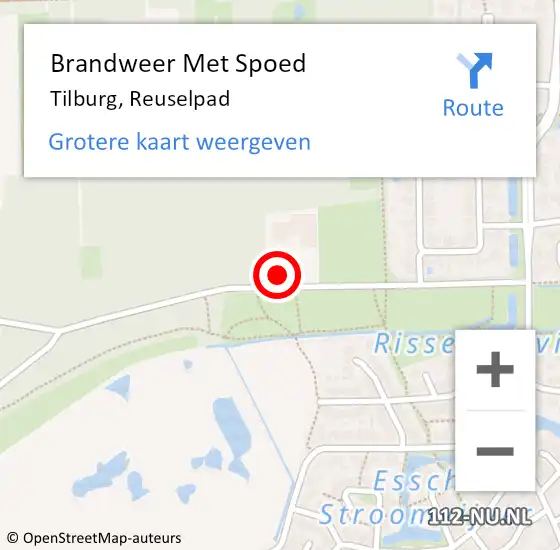 Locatie op kaart van de 112 melding: Brandweer Met Spoed Naar Tilburg, Reuselpad op 15 juni 2024 00:59