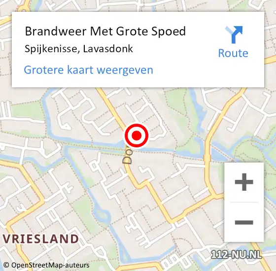 Locatie op kaart van de 112 melding: Brandweer Met Grote Spoed Naar Spijkenisse, Lavasdonk op 15 juni 2024 01:32