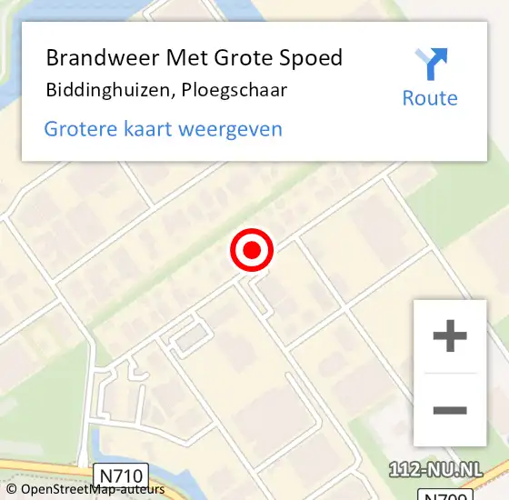 Locatie op kaart van de 112 melding: Brandweer Met Grote Spoed Naar Biddinghuizen, Ploegschaar op 15 juni 2024 01:39