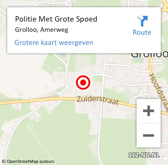 Locatie op kaart van de 112 melding: Politie Met Grote Spoed Naar Grolloo, Amerweg op 15 juni 2024 01:58