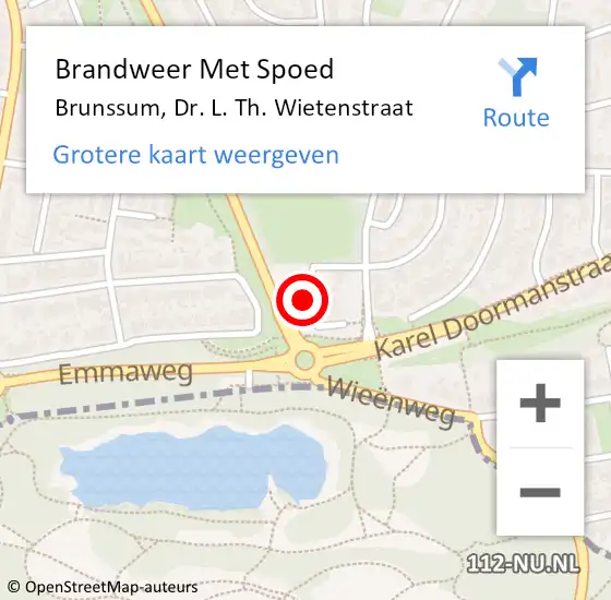 Locatie op kaart van de 112 melding: Brandweer Met Spoed Naar Brunssum, Dr. L. Th. Wietenstraat op 15 juni 2024 02:26