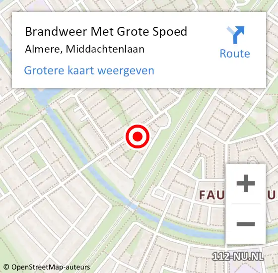 Locatie op kaart van de 112 melding: Brandweer Met Grote Spoed Naar Almere, Middachtenlaan op 15 juni 2024 02:38