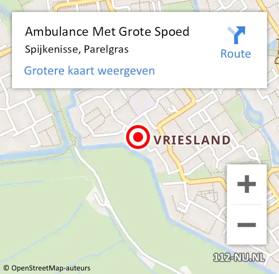 Locatie op kaart van de 112 melding: Ambulance Met Grote Spoed Naar Spijkenisse, Parelgras op 15 juni 2024 02:45