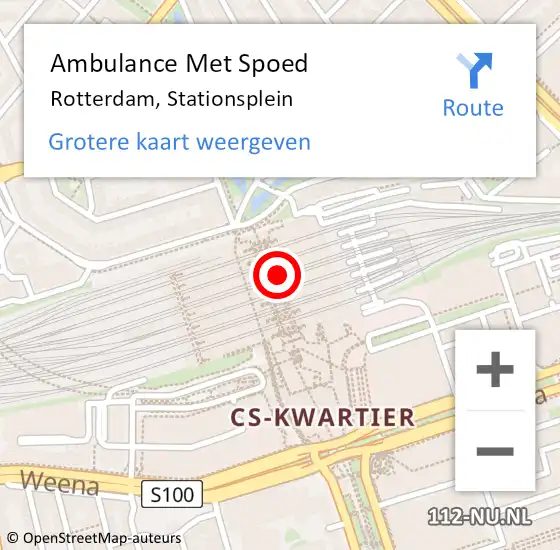 Locatie op kaart van de 112 melding: Ambulance Met Spoed Naar Rotterdam, Stationsplein op 15 juni 2024 03:01