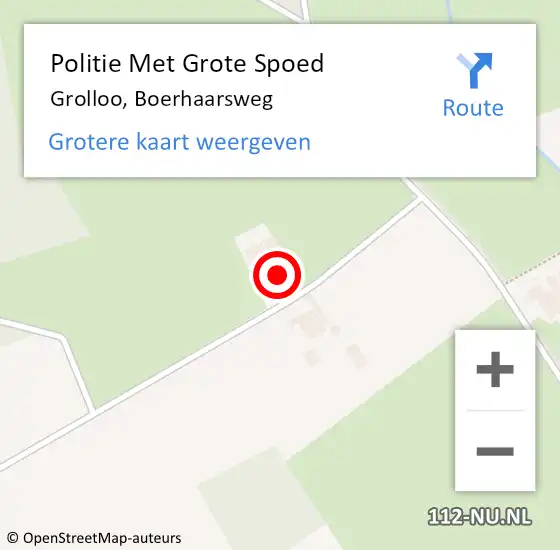 Locatie op kaart van de 112 melding: Politie Met Grote Spoed Naar Grolloo, Boerhaarsweg op 15 juni 2024 03:12