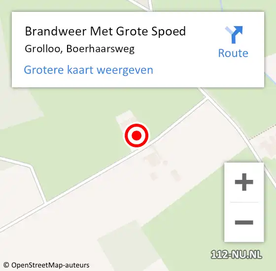 Locatie op kaart van de 112 melding: Brandweer Met Grote Spoed Naar Grolloo, Boerhaarsweg op 15 juni 2024 03:13