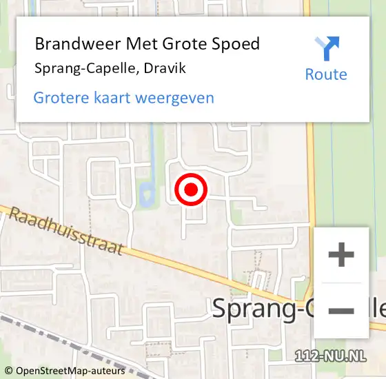 Locatie op kaart van de 112 melding: Brandweer Met Grote Spoed Naar Sprang-Capelle, Dravik op 15 juni 2024 03:39