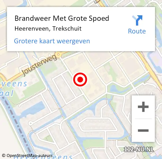 Locatie op kaart van de 112 melding: Brandweer Met Grote Spoed Naar Heerenveen, Trekschuit op 15 juni 2024 04:05