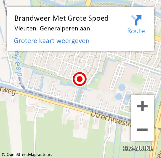 Locatie op kaart van de 112 melding: Brandweer Met Grote Spoed Naar Vleuten, Generalperenlaan op 15 juni 2024 04:15