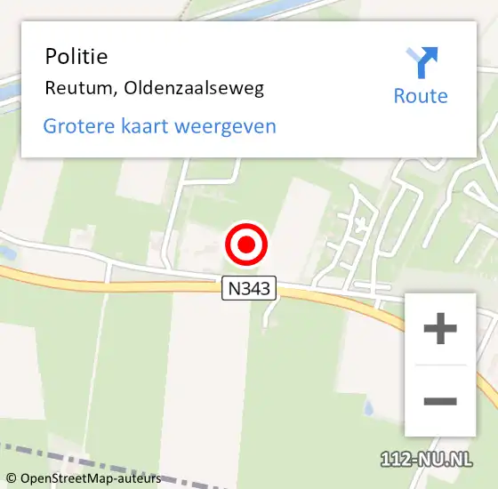 Locatie op kaart van de 112 melding: Politie Reutum, Oldenzaalseweg op 15 juni 2024 04:38