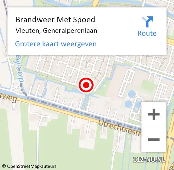 Locatie op kaart van de 112 melding: Brandweer Met Spoed Naar Vleuten, Generalperenlaan op 15 juni 2024 04:40