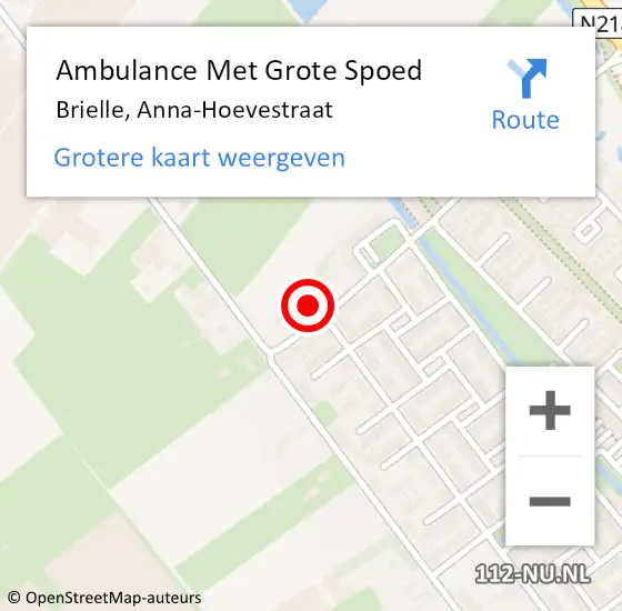 Locatie op kaart van de 112 melding: Ambulance Met Grote Spoed Naar Brielle, Anna-Hoevestraat op 15 juni 2024 05:14
