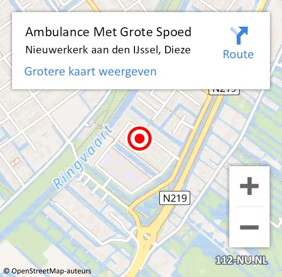 Locatie op kaart van de 112 melding: Ambulance Met Grote Spoed Naar Nieuwerkerk aan den IJssel, Dieze op 15 juni 2024 06:28