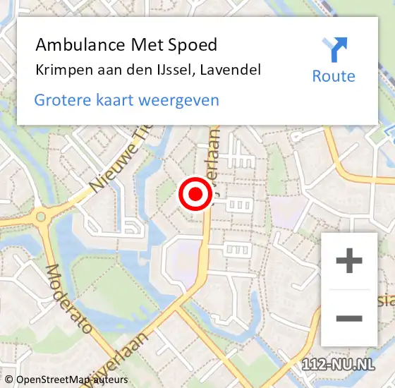 Locatie op kaart van de 112 melding: Ambulance Met Spoed Naar Krimpen aan den IJssel, Lavendel op 15 juni 2024 06:44