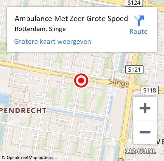 Locatie op kaart van de 112 melding: Ambulance Met Zeer Grote Spoed Naar Rotterdam, Slinge op 15 juni 2024 07:25