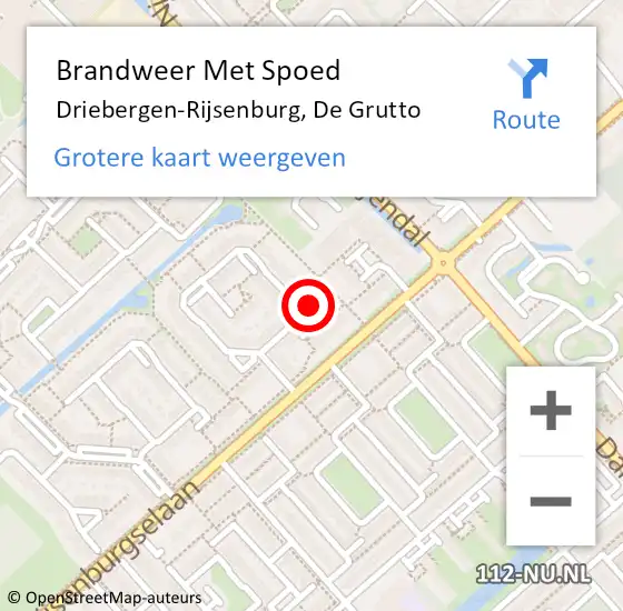 Locatie op kaart van de 112 melding: Brandweer Met Spoed Naar Driebergen-Rijsenburg, De Grutto op 15 juni 2024 07:58