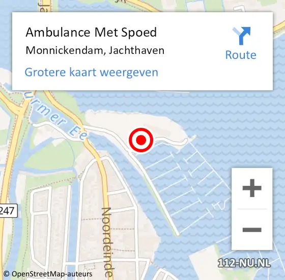 Locatie op kaart van de 112 melding: Ambulance Met Spoed Naar Monnickendam, Jachthaven op 15 juni 2024 08:08