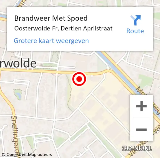 Locatie op kaart van de 112 melding: Brandweer Met Spoed Naar Oosterwolde Fr, Dertien Aprilstraat op 9 september 2013 20:21