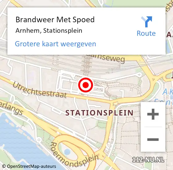 Locatie op kaart van de 112 melding: Brandweer Met Spoed Naar Arnhem, Stationsplein op 15 juni 2024 08:35