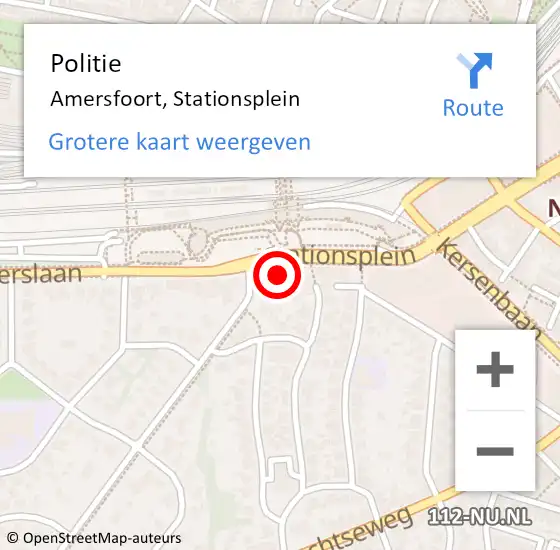 Locatie op kaart van de 112 melding: Politie Amersfoort, Stationsplein op 15 juni 2024 08:38