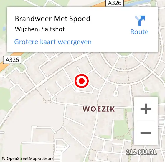 Locatie op kaart van de 112 melding: Brandweer Met Spoed Naar Wijchen, Saltshof op 15 juni 2024 09:08