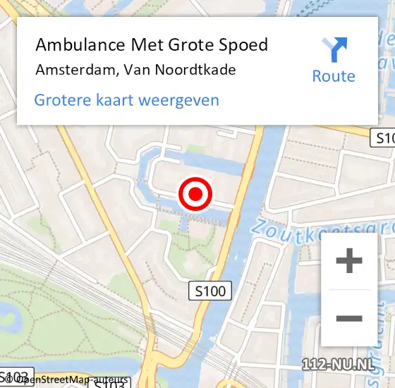 Locatie op kaart van de 112 melding: Ambulance Met Grote Spoed Naar Amsterdam, Van Noordtkade op 15 juni 2024 09:10