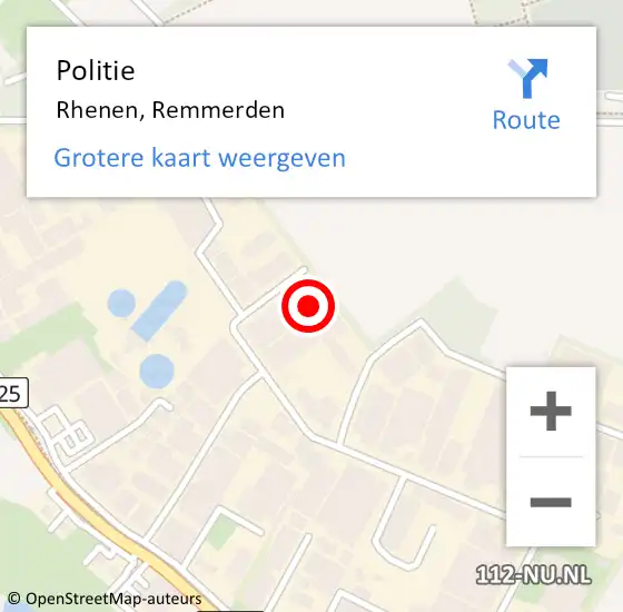 Locatie op kaart van de 112 melding: Politie Rhenen, Remmerden op 15 juni 2024 09:24