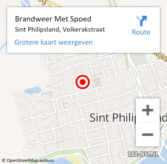 Locatie op kaart van de 112 melding: Brandweer Met Spoed Naar Sint Philipsland, Volkerakstraat op 15 juni 2024 09:27