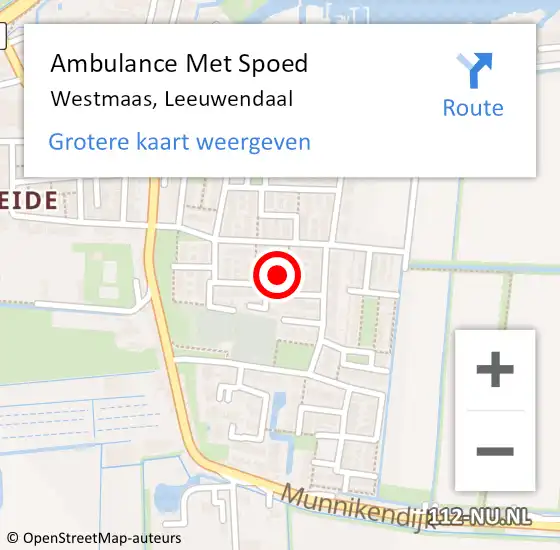 Locatie op kaart van de 112 melding: Ambulance Met Spoed Naar Westmaas, Leeuwendaal op 15 juni 2024 09:58