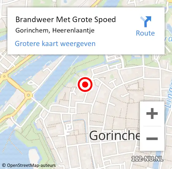 Locatie op kaart van de 112 melding: Brandweer Met Grote Spoed Naar Gorinchem, Heerenlaantje op 15 juni 2024 10:18