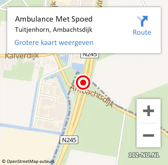 Locatie op kaart van de 112 melding: Ambulance Met Spoed Naar Tuitjenhorn, Ambachtsdijk op 15 juni 2024 10:21