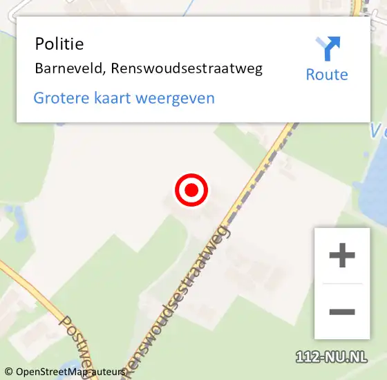 Locatie op kaart van de 112 melding: Politie Barneveld, Renswoudsestraatweg op 15 juni 2024 10:56