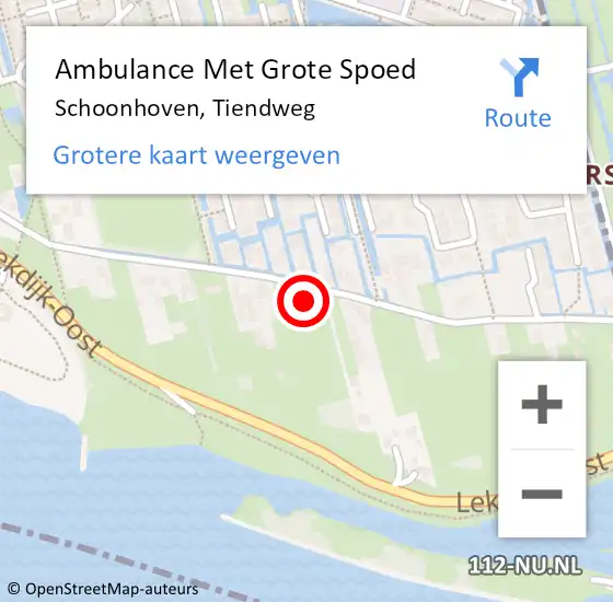 Locatie op kaart van de 112 melding: Ambulance Met Grote Spoed Naar Schoonhoven, Tiendweg op 15 juni 2024 10:59