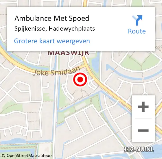 Locatie op kaart van de 112 melding: Ambulance Met Spoed Naar Spijkenisse, Hadewychplaats op 15 juni 2024 11:23